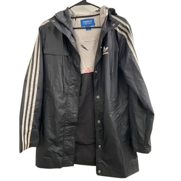 Adidas Originals Black Hooded Rain Jacket - Picture 4 of 8